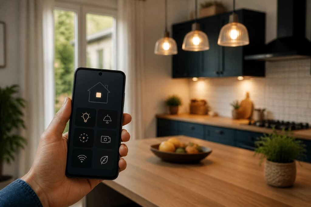 Pilotage de l'éclairage de la maison depuis une application sur smartphone